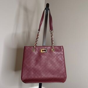 Karl Lagerfeld Paris Lafayette Burgundy Quilted Shoulder Bag